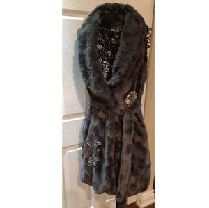 Gray Faux Fur Vest